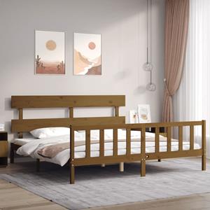 VidaXL Bedframe met hoofdbord massief hout honingbruin 200x200 cm