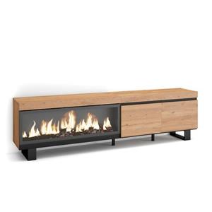 Skraut Home Tv-meubel Lowboard Met Elektrische Haard Xxl Industrieel Design 208x35x57 Cm