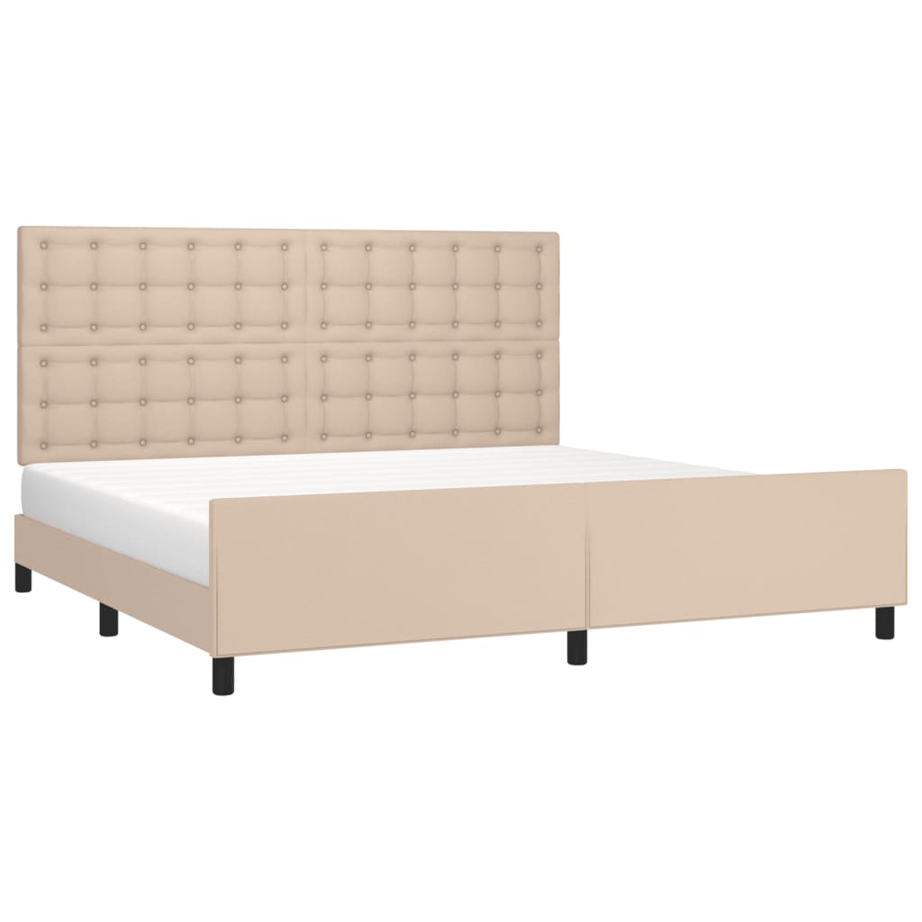 vidaXL Bedframe met hoofdbord kunstleer cappuccinokleurig 200x200 cm