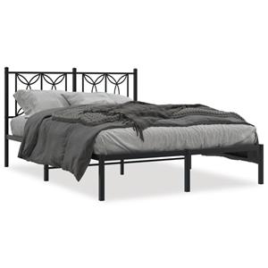 VidaXL Bedframe met hoofdbord metaal zwart 135x190 cm