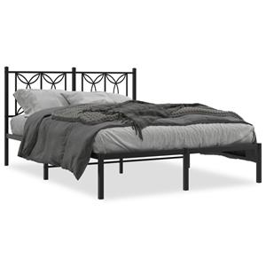 VidaXL Bedframe met hoofdbord metaal zwart 140x190 cm