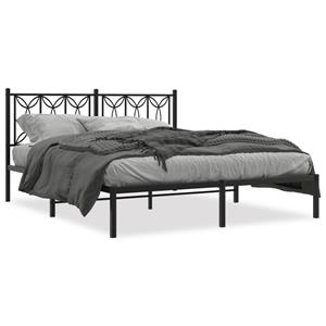 VidaXL Bedframe met hoofdbord metaal zwart 150x200 cm