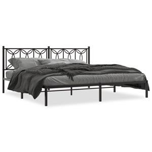 VidaXL Bedframe met hoofdbord metaal zwart 200x200 cm