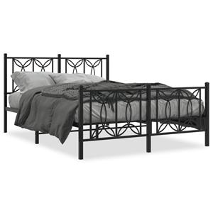 VidaXL Bedframe met hoofd- en voeteneinde metaal zwart 135x190 cm