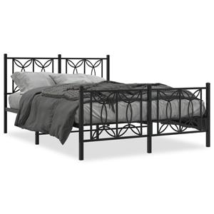 VidaXL Bedframe met hoofd- en voeteneinde metaal zwart 140x190 cm