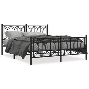 VidaXL Bedframe met hoofd- en voeteneinde metaal zwart 150x200 cm