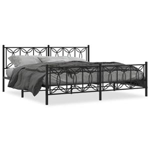 VidaXL Bedframe met hoofd- en voeteneinde metaal zwart 200x200 cm