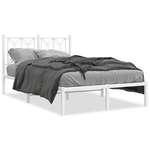 VidaXL Bedframe met hoofdbord metaal wit 120x190 cm