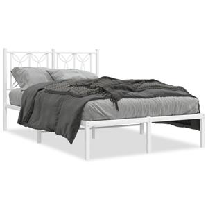 VidaXL Bedframe met hoofdbord metaal wit 120x200 cm