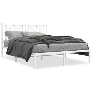 VidaXL Bedframe met hoofdbord metaal wit 135x190 cm