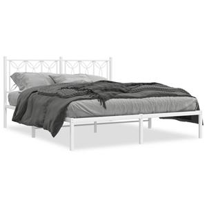 VidaXL Bedframe met hoofdbord metaal wit 150x200 cm