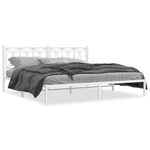 VidaXL Bedframe met hoofdbord metaal wit 200x200 cm