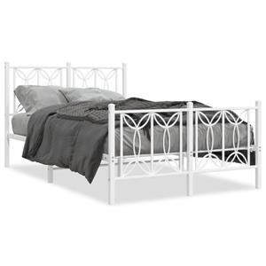 VidaXL Bedframe met hoofd- en voeteneinde metaal wit 120x200 cm