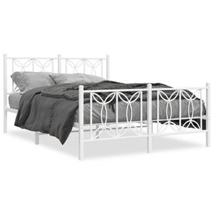 VidaXL Bedframe met hoofd- en voeteneinde metaal wit 135x190 cm