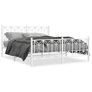 VidaXL Bedframe met hoofd- en voeteneinde metaal wit 150x200 cm