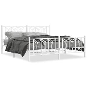 VidaXL Bedframe met hoofd- en voeteneinde metaal wit 180x200 cm