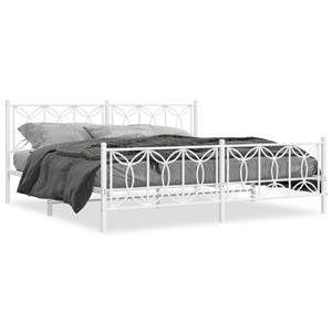 VidaXL Bedframe met hoofd- en voeteneinde metaal wit 200x200 cm