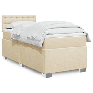 VidaXL Boxspring met matras stof crèmekleurig 100x200 cm