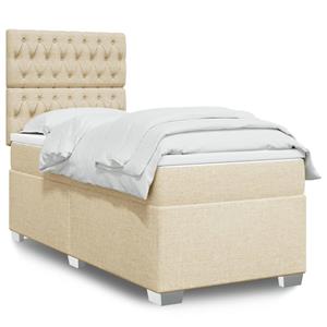 VidaXL Boxspring met matras stof crèmekleurig 90x190 cm