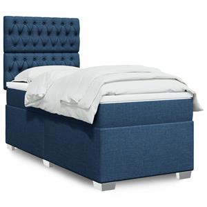 VidaXL Boxspring met matras stof blauw 90x190 cm