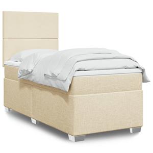 VidaXL Boxspring met matras stof crèmekleurig 90x200 cm