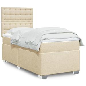 VidaXL Boxspring met matras stof crèmekleurig 90x200 cm