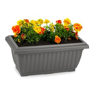 PlasticForte Plantenpot/bloempot Windsor - buiten - kunststof - antraciet - L33 x B18 x H15 cm -