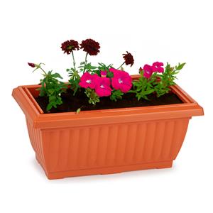 PlasticForte Plantenpot/bloempot Windsor - buiten - kunststof - terracotta - L33 x B18 x H15 cm -