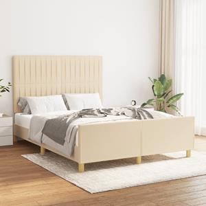 VidaXL Bedframe met hoofdeinde stof crèmekleurig 140x190 cm