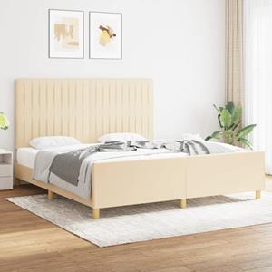 VidaXL Bedframe met hoofdeinde stof crèmekleurig 180x200 cm