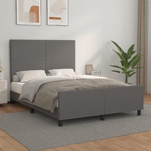 VidaXL Bedframe met hoofdbord kunstleer grijs 140x200 cm