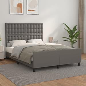 VidaXL Bedframe met hoofdbord kunstleer grijs 140x200 cm