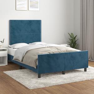 VidaXL Bedframe met hoofdeinde fluweel donkerblauw 120x200 cm