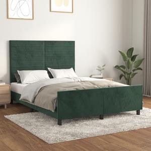 VidaXL Bedframe met hoofdeinde fluweel donkergroen 140x190 cm