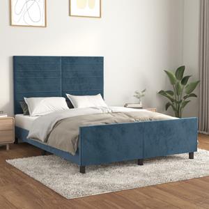 VidaXL Bedframe met hoofdeinde fluweel donkerblauw 140x200 cm