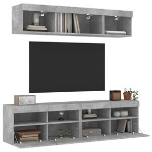 VidaXL 5-delige Tv-wandmeubelset met LED bewerkt hout betongrijs