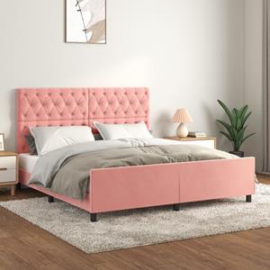 VidaXL Bedframe met hoofdeinde fluweel roze 160x200 cm