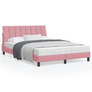 VidaXL Bedframe met hoofdeinde fluweel roze 140x190 cm