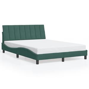 VidaXL Bedframe met hoofdeinde fluweel donkergroen 140x200 cm