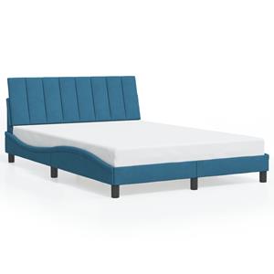 VidaXL Bedframe met hoofdeinde fluweel blauw 140x200 cm