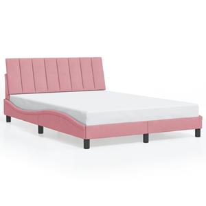 VidaXL Bedframe met hoofdeinde fluweel roze 140x200 cm