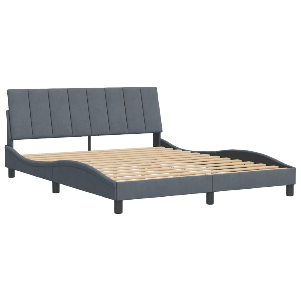 vidaXL Bedframe zonder matras 160x200 cm fluweel donkergrijs