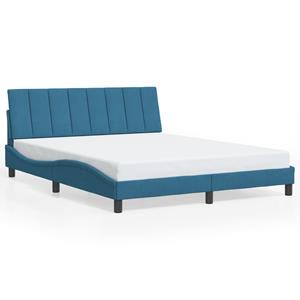 VidaXL Bedframe met hoofdeinde fluweel blauw 160x200 cm