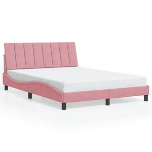 VidaXL Bedframe met LED-verlichting fluweel roze 140x190 cm