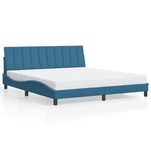 VidaXL Bedframe met LED-verlichting fluweel blauw 180x200 cm