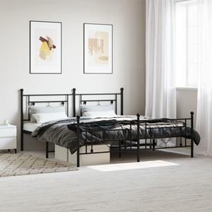 VidaXL Bedframe met hoofd- en voeteneinde metaal zwart 180x200 cm