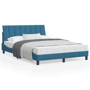 VidaXL Bed met matras fluweel blauw 120x200 cm