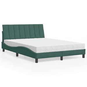 VidaXL Bed met matras fluweel donkergroen 140x200 cm