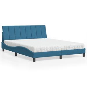 VidaXL Bed met matras fluweel blauw 160x200 cm