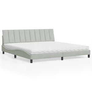 VidaXL Bed met matras fluweel lichtgrijs 200x200 cm